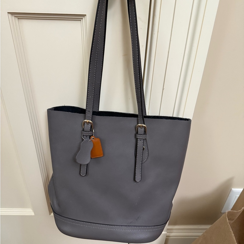 Gray Leather Tote Bag Never Used